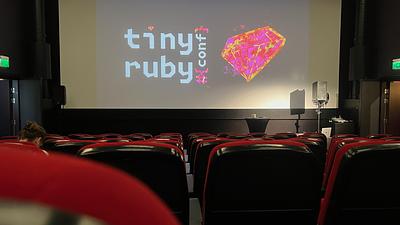 The empty stage before the next talk